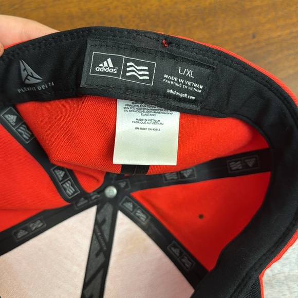 Adidas TaylorMade Hat red FlexFit Delta Adult Mens solid red Adidas Cap Hat L/XL - Picture 6 of 13